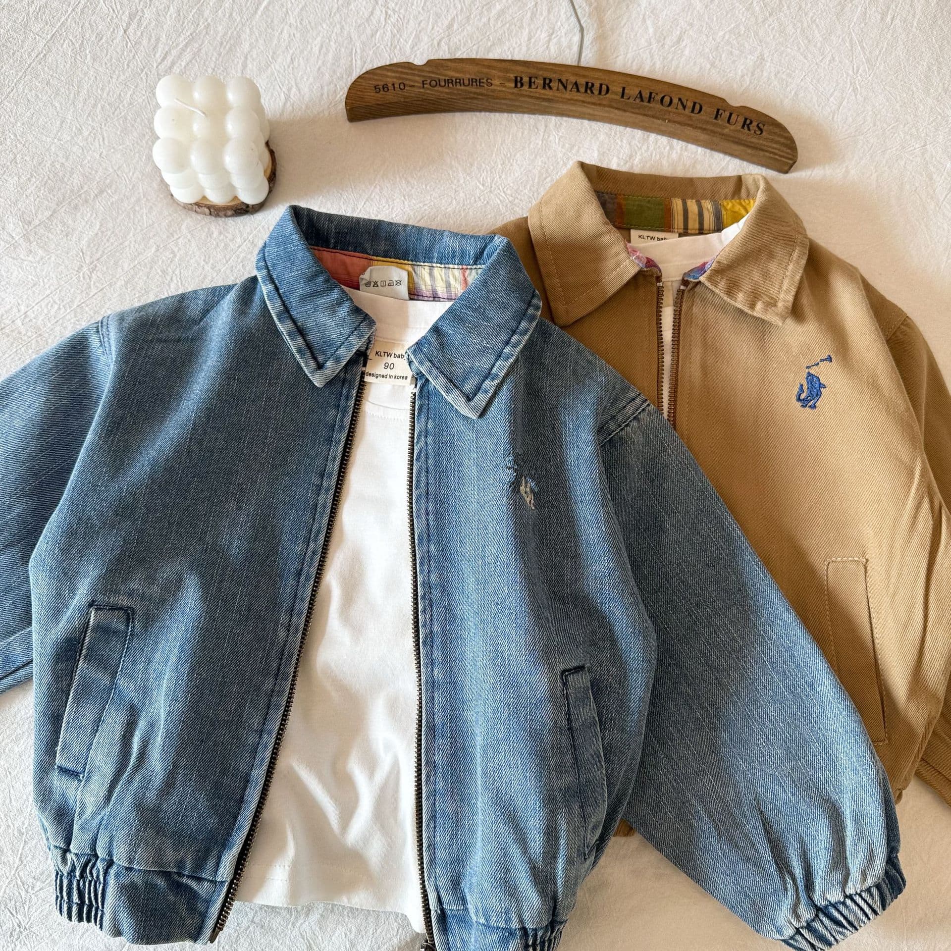 Children's Denim Jacket 2025 Spring/Autumn Classic Retro Distressed Wash Zip-up Baby Solid Color Jacket Top
