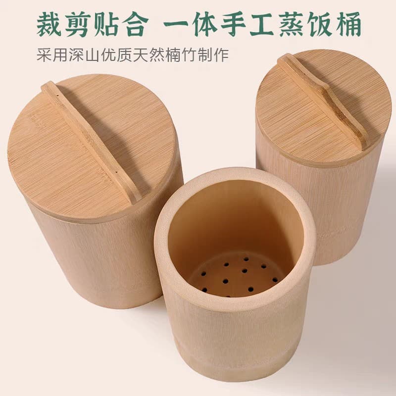 Natural Large Tube Rice Steaming Bucket Bamboo Steamer, Household Rice Steaming, Rice Noodle Steaming, Steamed Pork, Pure Handmade Whole Bamboo Steamer