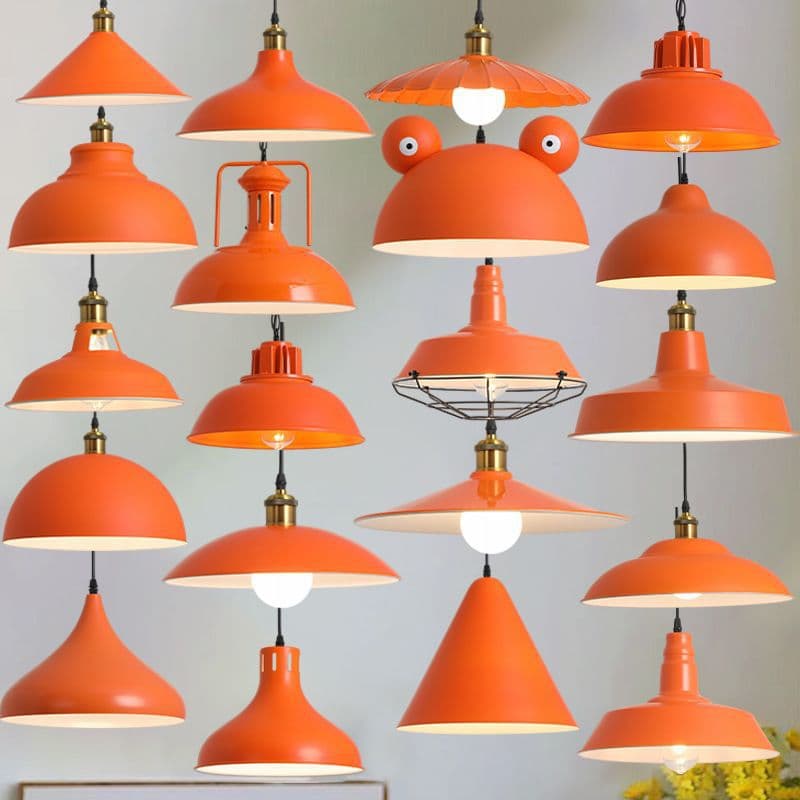 Retro industrial style orange creative personality hot pot restaurant barbecue restaurant restaurant American country orange chandelier