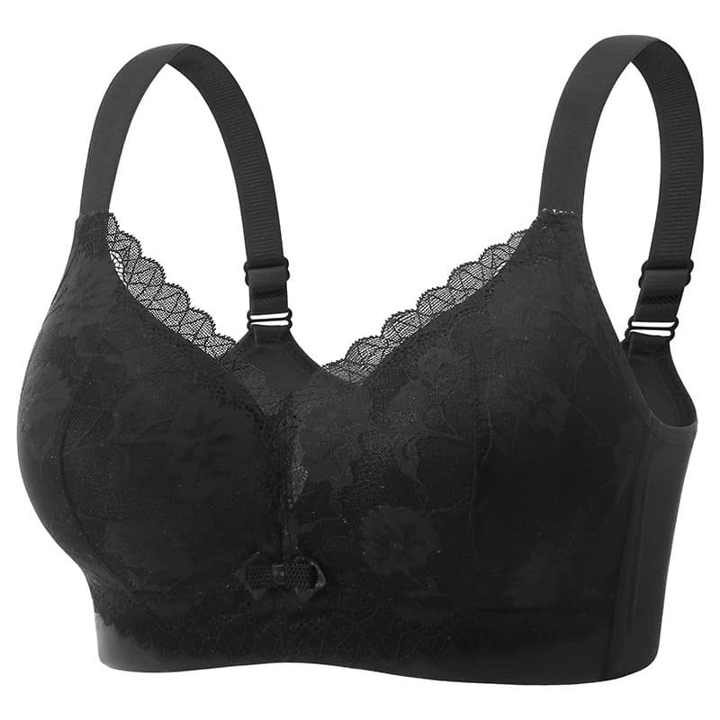 Beautiful Back Anti-Flash Anti-Sag Side Gathers Side Bust Seasonal Push-Up Beautiful Back Women's Bra Wire-Free Bra Black