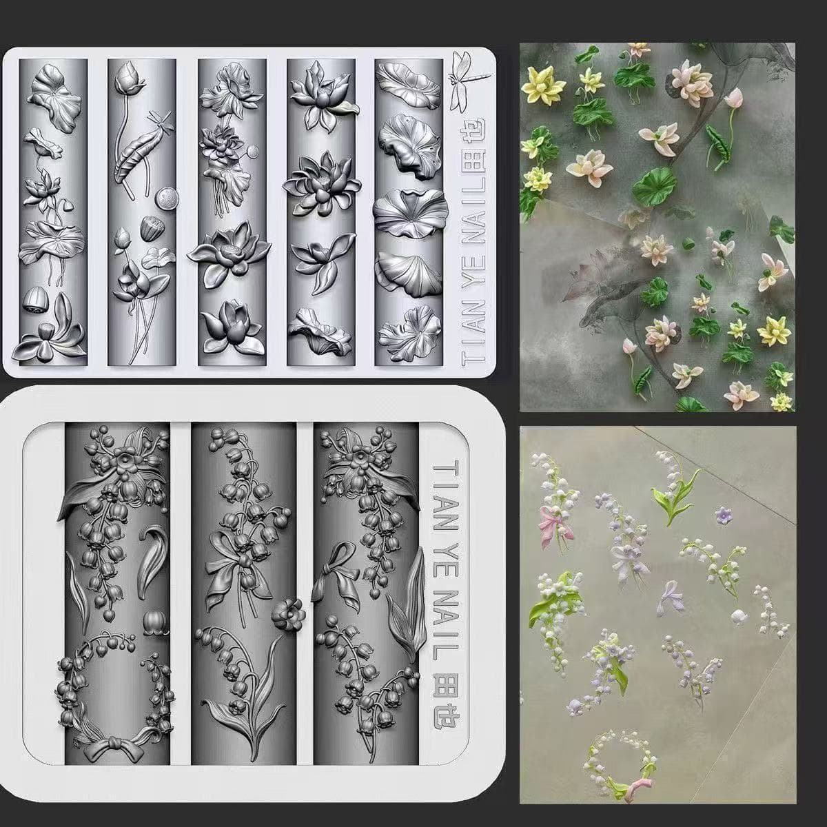 June's new manicure mold Chili lotus and lily of the valley manicure decoration mold wearable nail decoration high transparency mold
