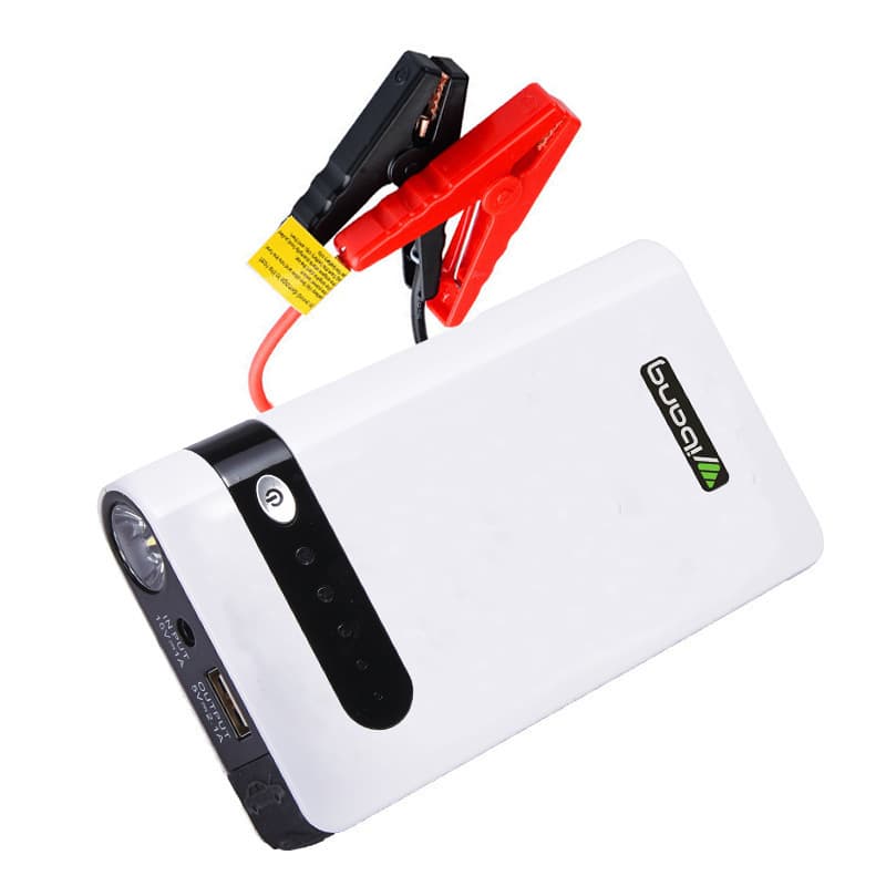 Car jump starter, 12V battery charger, portable mobile phone lighter, can be charged with a power bank.