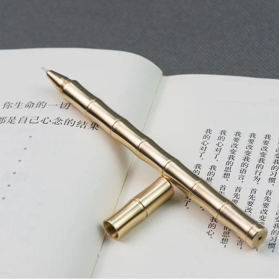 Factory Direct Bamboo-Joint Brass Chinese-Style Signature Pen with Replaceable Refill, Cultural Creative Opening Commemorative Gift, Craft Pen Wholesale
