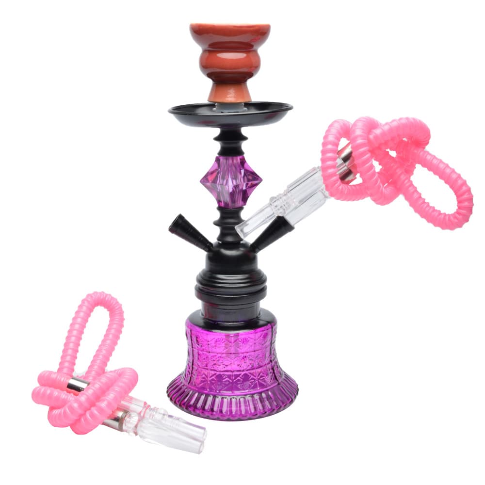 Cross-border In-Stock Single and Double Tube Small Twisted Ball Hookah Glass Accessories Arabic Hookah Pipe