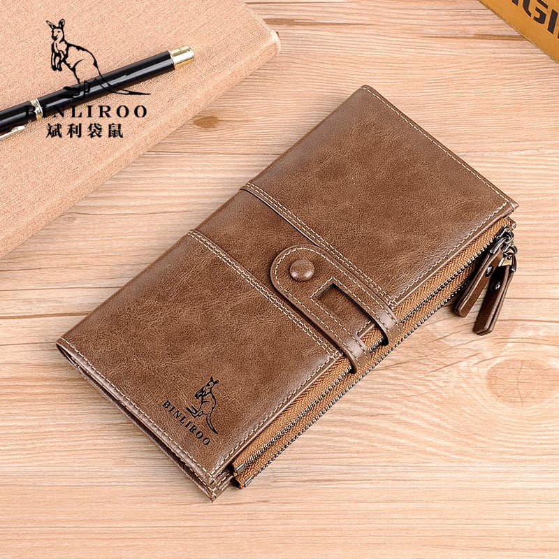 Spring New Men's Multi-Card Slot Long Wallet Retro Soft Leather Anti-Theft Card Holder