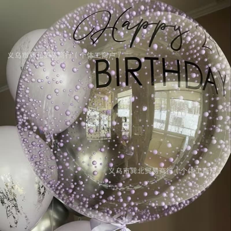 Cross-Border 12Pc Birthday Decoration Foam Meteor Transparent Bobo Ball Baby's First Birthday Wedding Party Decoration Balloon