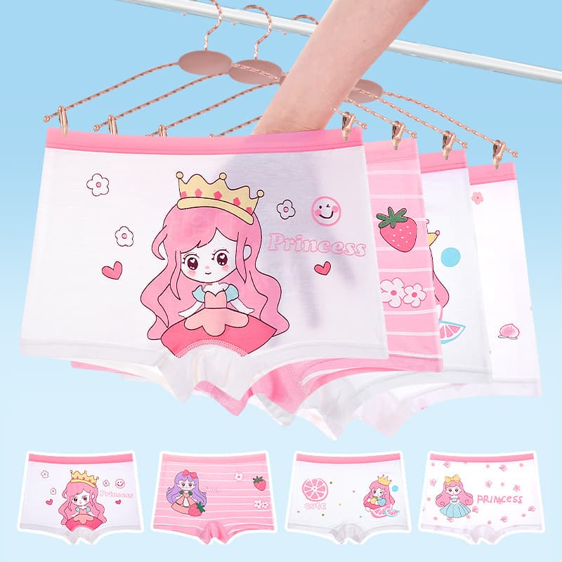 Modal girls category 5a baby underwear antibacterial breathable mid-waist cartoon boxer briefs girls shorts thin bottoms