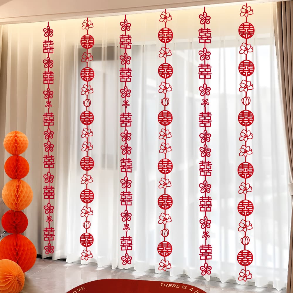 Wedding Decoration Groom's Bridal Chamber Arrangement Hanging Ornament New Bedroom Bride's Room Living Room Double Happiness Door Curtain