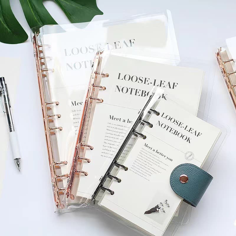 Transparent Pvc 6-hole 9-hole Simple Notebook B5a5a6 Loose-leaf Clip Buckle Notepad Office Culture Stationery
