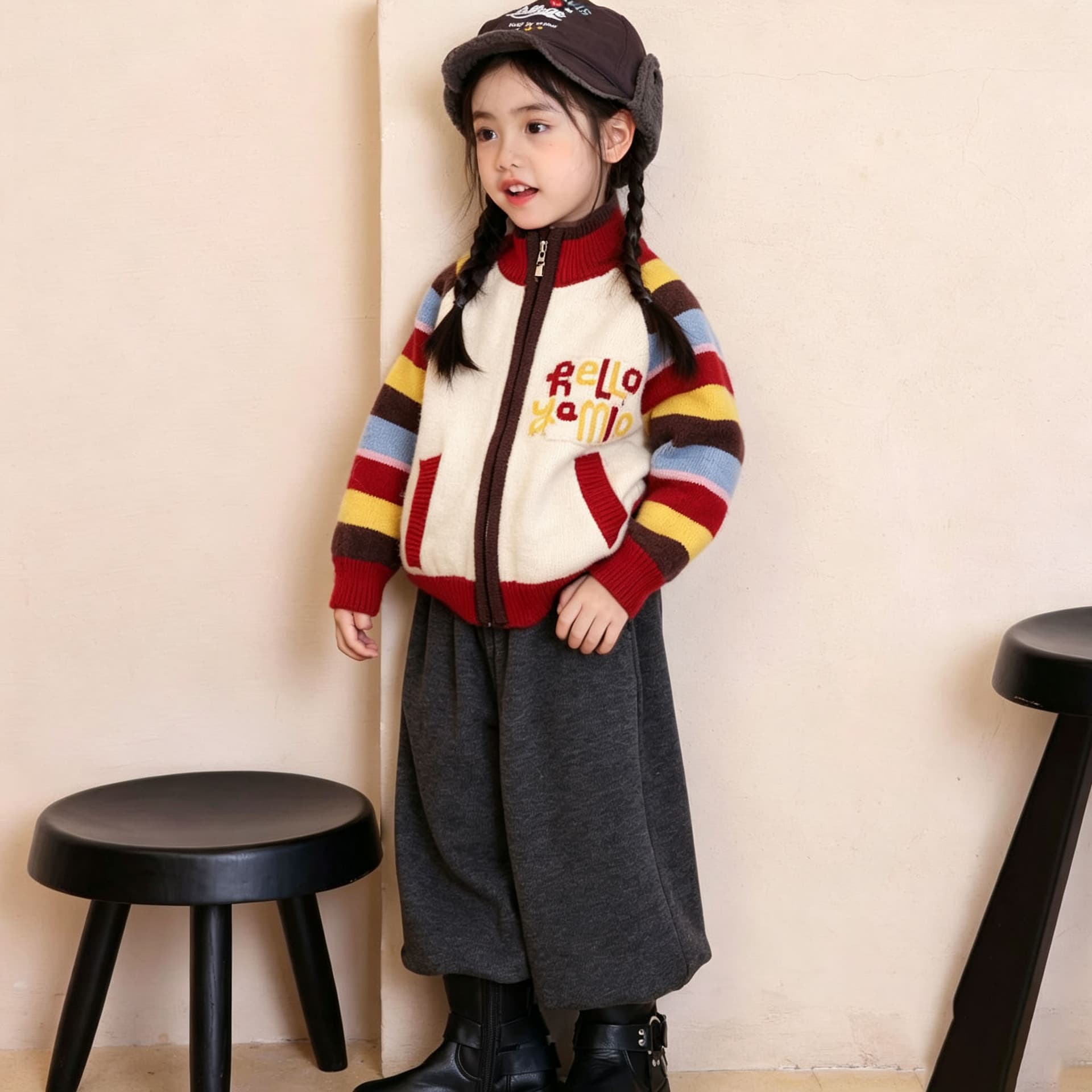Girls' Sweater 2026 New Kids Knit Cardigan Coat Winter Girl Baby Thickened Top
