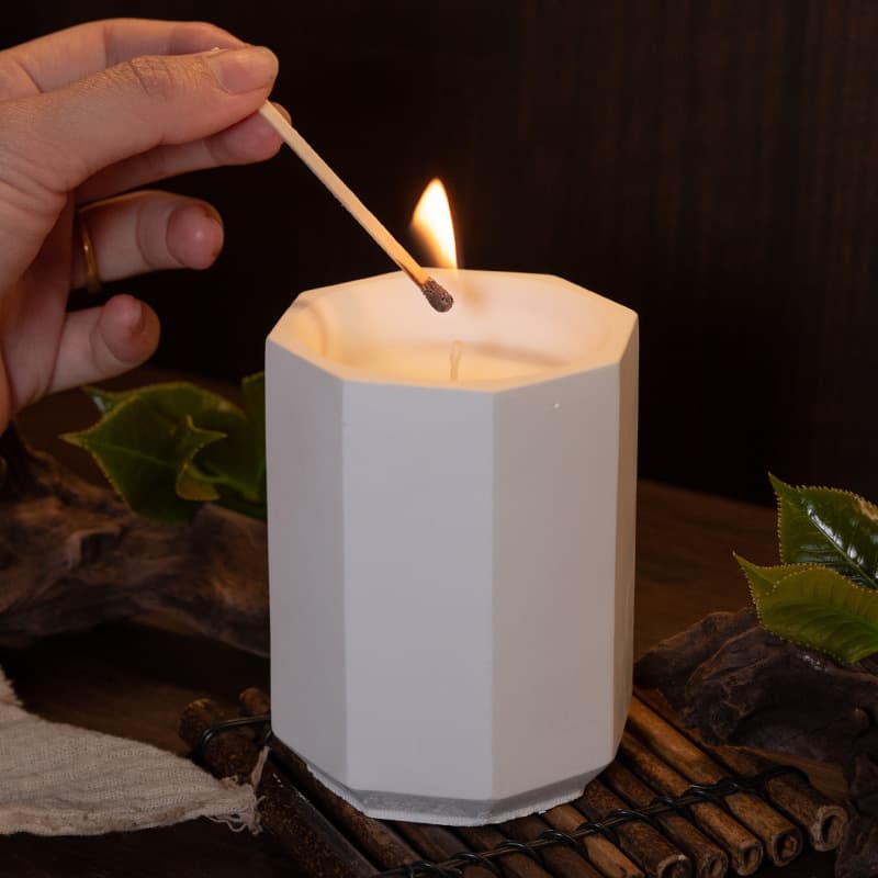 Cross-border factory customized candle aromatherapy cement plaster cup filled with wax ceramic aromatherapy candle octagonal cup aromatherapy wax