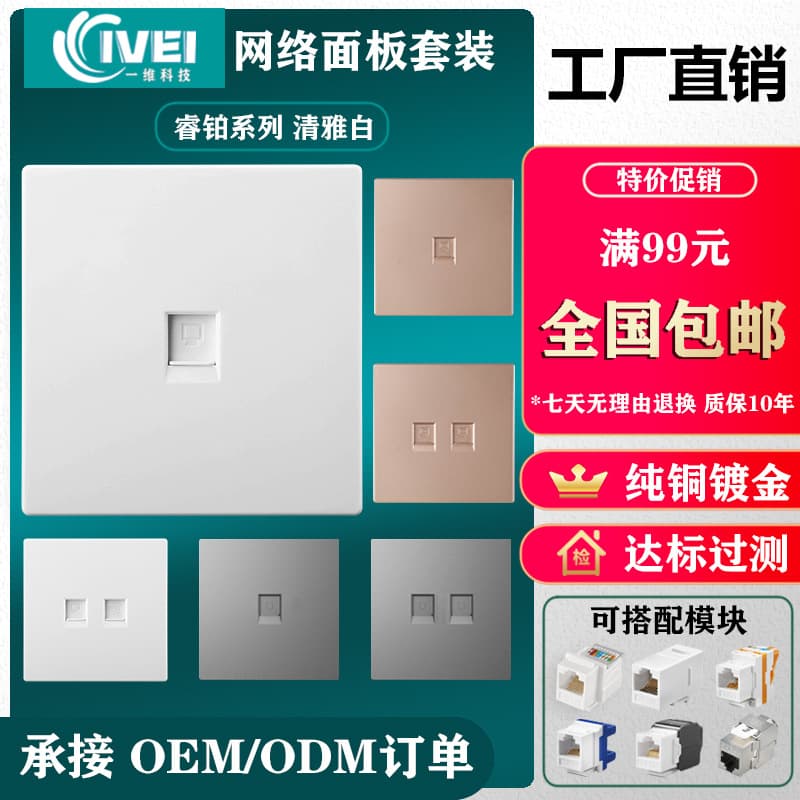 86 Type Single/Dual Port Category 6 Module Computer Network Cable Panel Network Panel Electronic Component Information