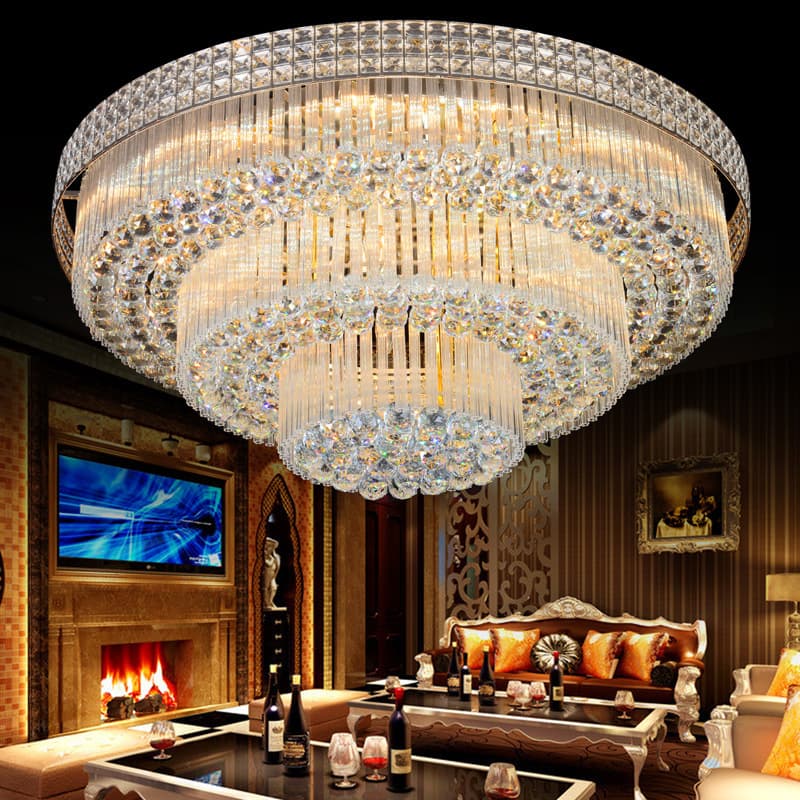 Crystal Ceiling Light Round Bedroom Lamp LED European-Style Living Room Crystal Light Factory Direct with Bulbs