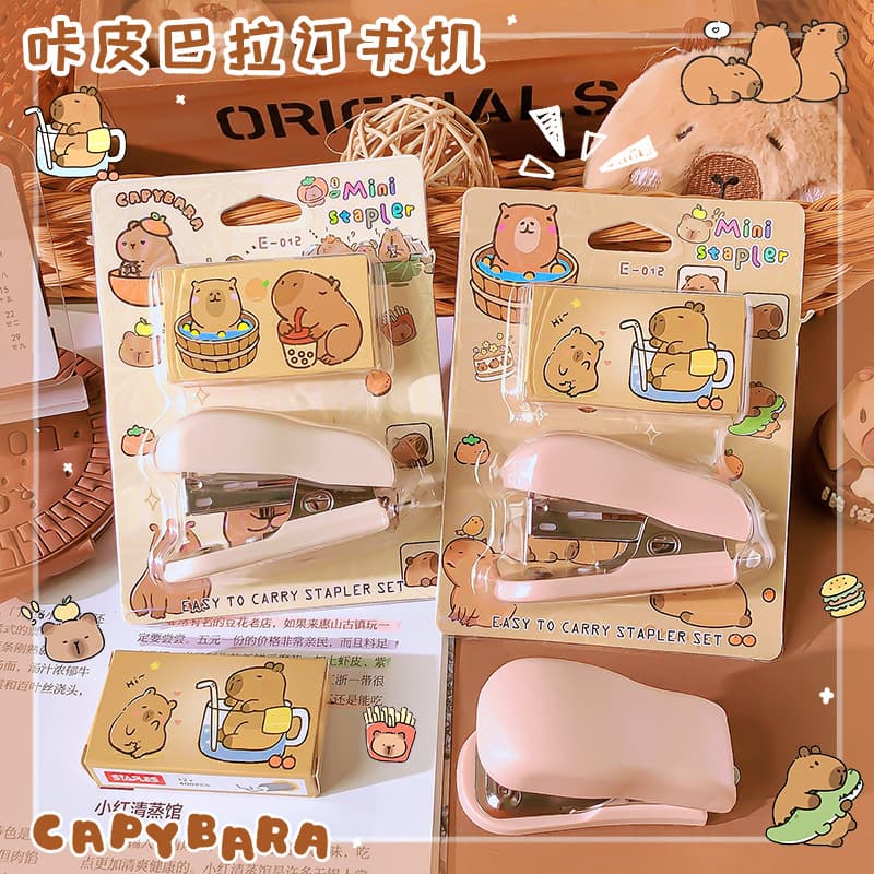 Capybara Mini Stapler Cute Cartoon Student Small Stapler Compact Portable Office Stapler