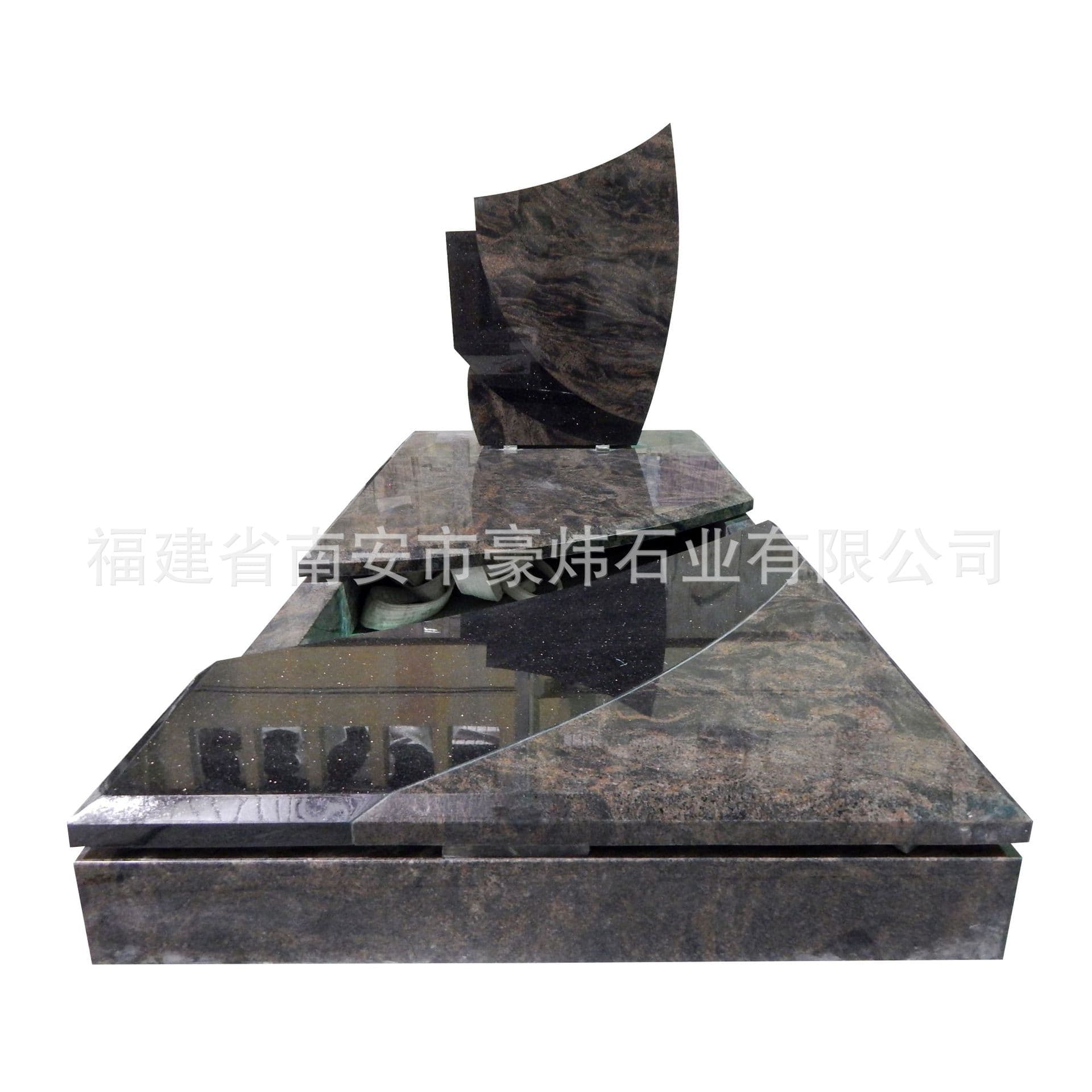 Wholesale German-style granite tombstones, Shanxi black and Aurora stone, customizable designs.