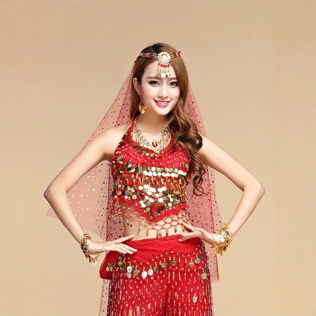 Adult Belly Dance Costume Stage Ethnic Dance Xinjiang Dance Indian Dance Performance Outfit Sequins Chili Bra Top