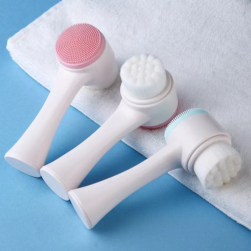 Internet-Famous Manual Face Cleansing Brush, Double-Sided Soft Bristle Silicone Facial Cleanser for Blackheads