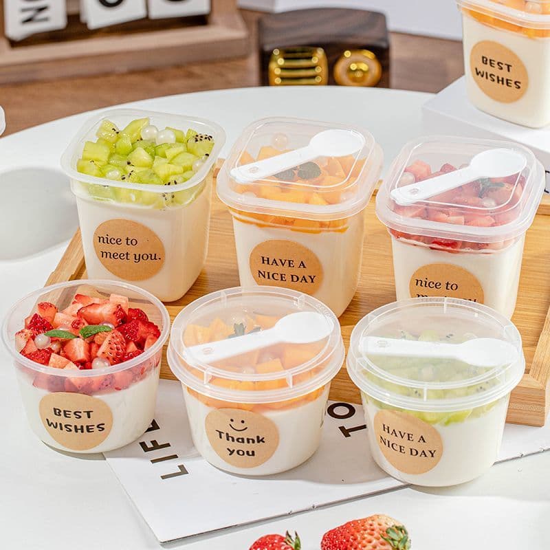Double-skin milk cups, specialized pudding containers with lids, disposable dessert jelly/yogurt cups, plastic packaging cups