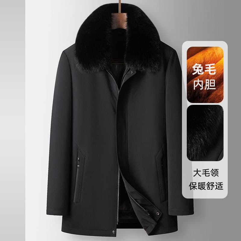 Men's fur winter fox fur lapel thickened detachable rabbit fur lining fur-integrated youth parka.