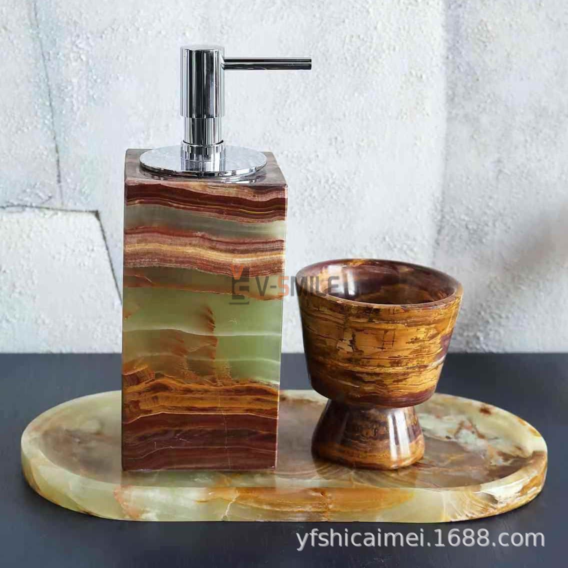 Natural Marble Soap Dispenser Set Bathroom Accessories Set