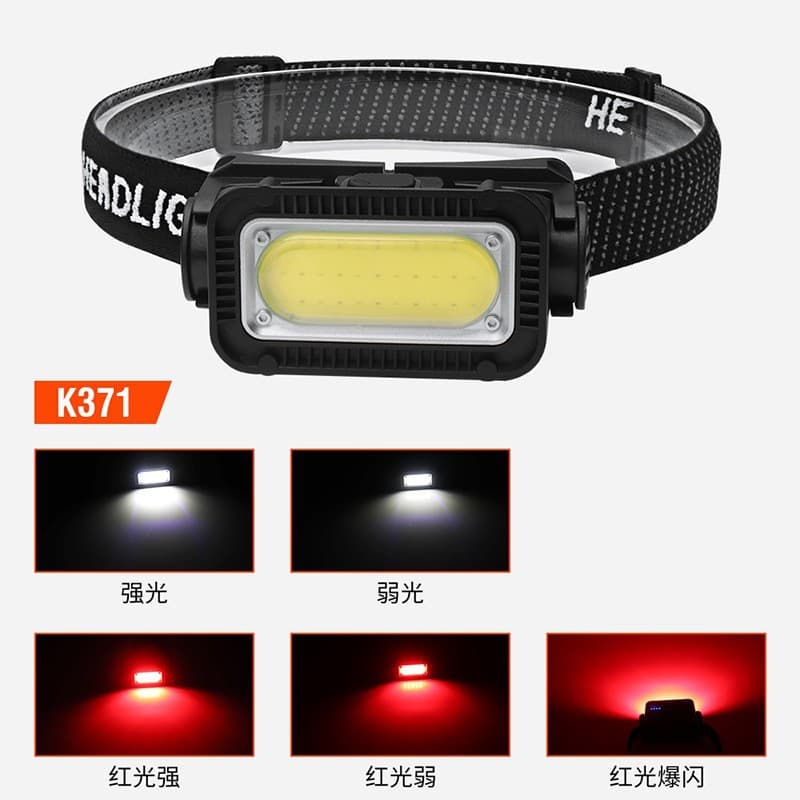 New Cross-Border Built-in Battery LED Sensor Headlamp Type-C Charging Outdoor Night Fishing Running COB Floodlight Headlamp