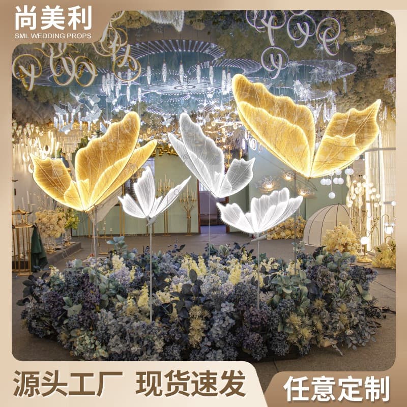 Glowing Butterfly Wings Wedding Decoration Props, Stage Decor Hanging Ornaments, Aisle Guide Scene Arrangement
