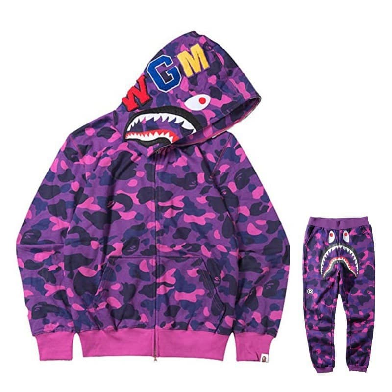 Cross-Border New Hot Selling 3D Digital Print Shark Head Couple T-Shirt Shark Costume Hoodie Sweatpants Set