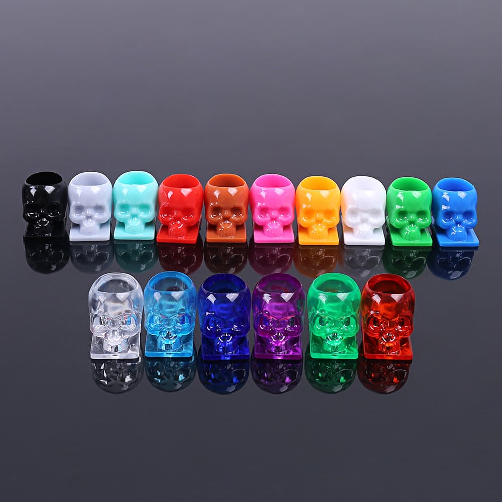 Tattoo Pigment Cup Skull with Base, Multicolor Transparent Tattoo Eyebrow Embroidery Pigment Cup, Tattoo Supply Consumable Tool