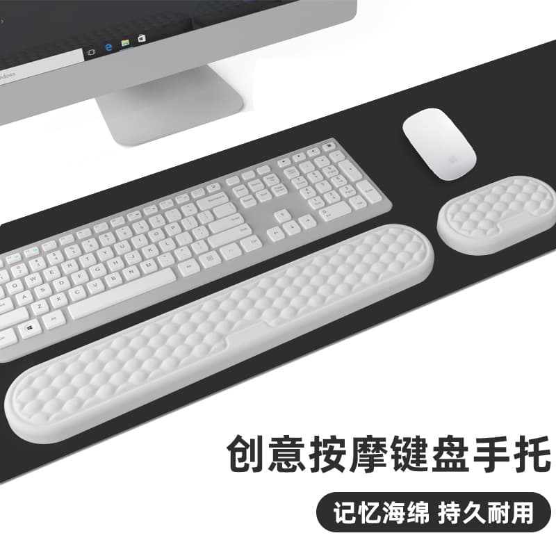 Wrist Support Mouse Pad with Memory Foam, Slow-Rebound PU Non-Slip Base, Water Ripple Pattern, Waterproof for Office Use