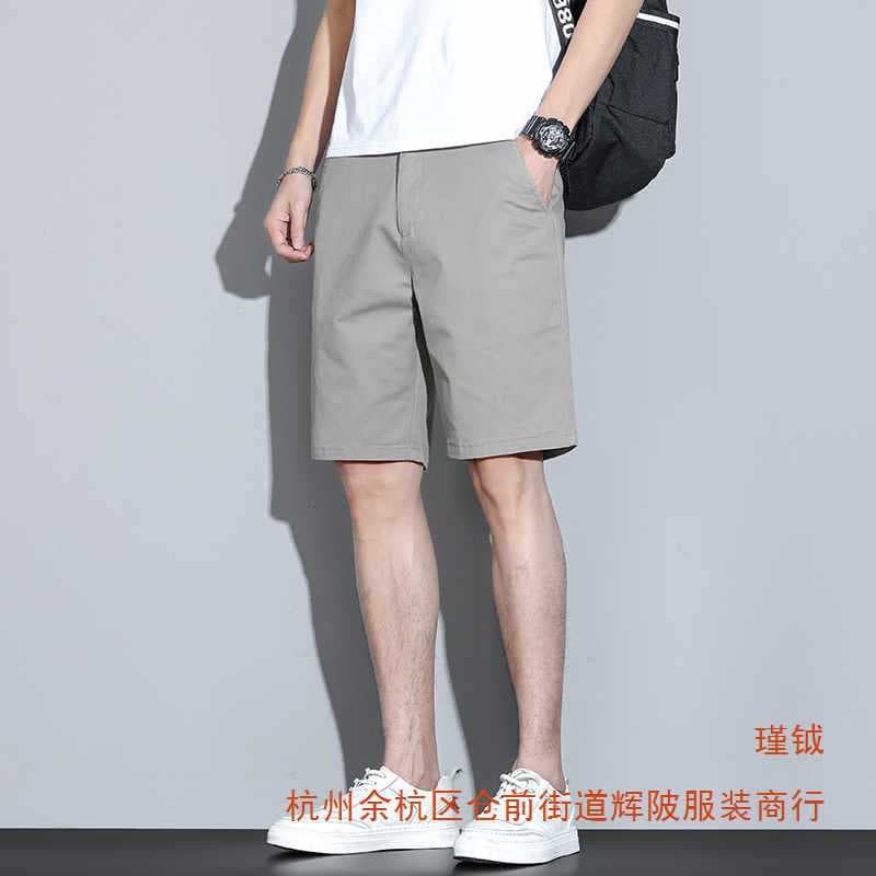 New Pure Cotton 5-Inch Shorts for Men, Mid-Length Casual Shorts Fashion Trendy Beach White Shorts Summer