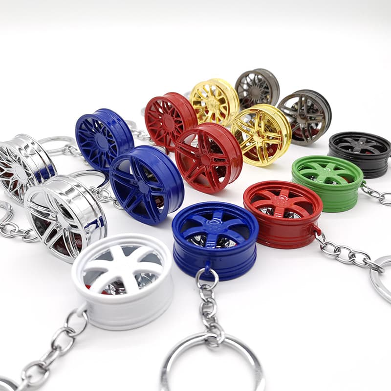 Cross-border Trade TE37 BBS Wheel Hub Keychain Car Enthusiast Modified Metal Wheel Hub with Brake Disc Car Pendant