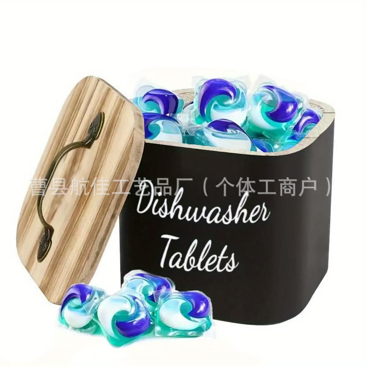 Cross-border Solid Wood Laundry Pod Storage Box, Home Coffee Filter Storage Wooden Box with Lid, Desktop Candy Box