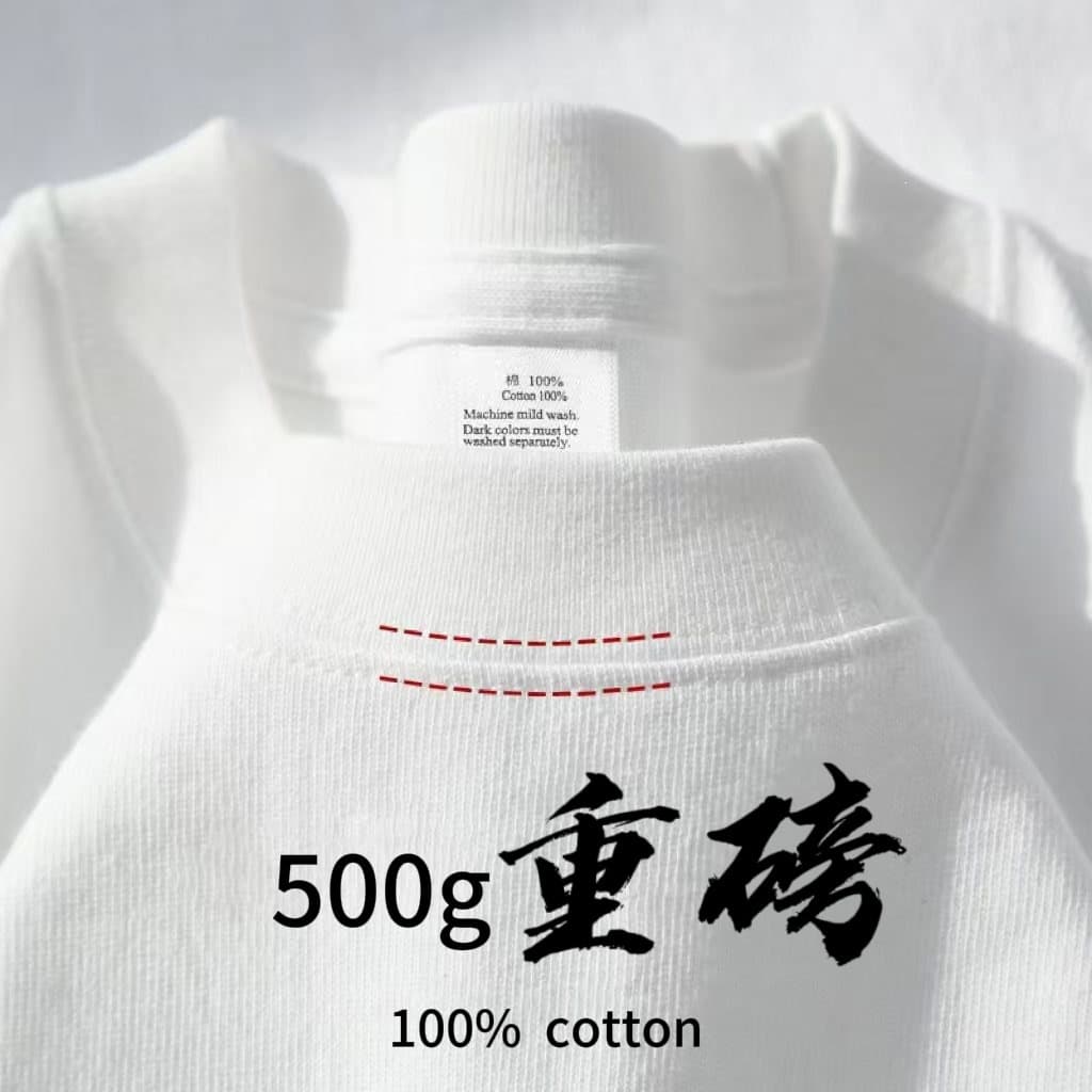 American Style 500g Heavyweight Pure Cotton Short-Sleeved T-Shirt Men's Round Neck Loose Fit Solid Color Base Shirt 2025 Summer New Arrival