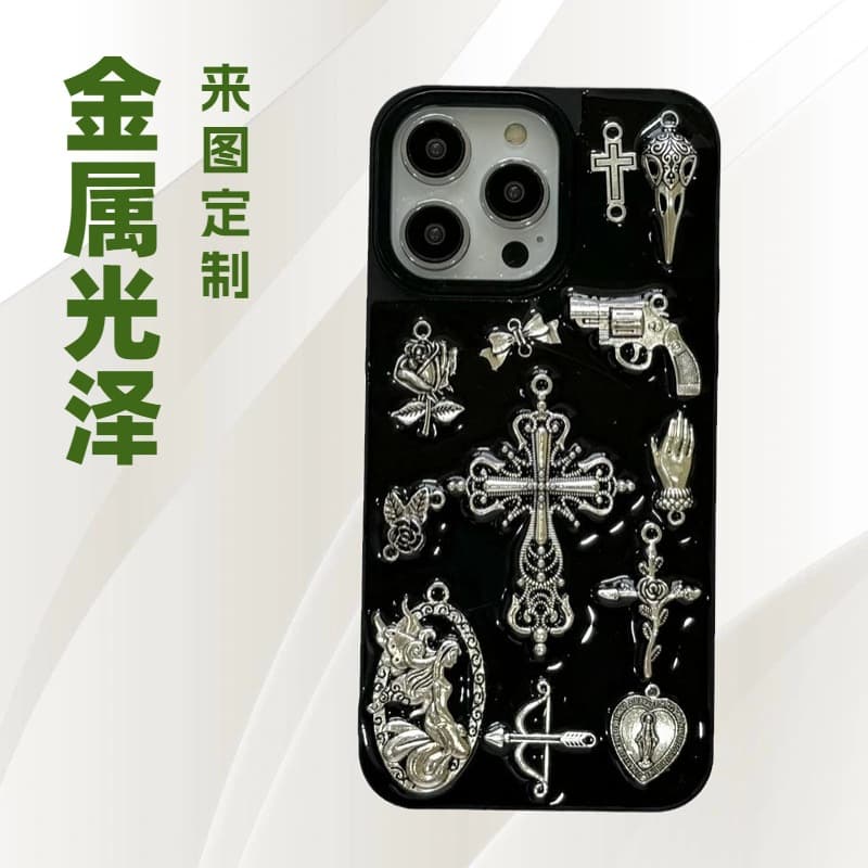 Cool Dark Style Retro Cross Case for iPhone 16 Pro Max, 15 Pro, 14, 13