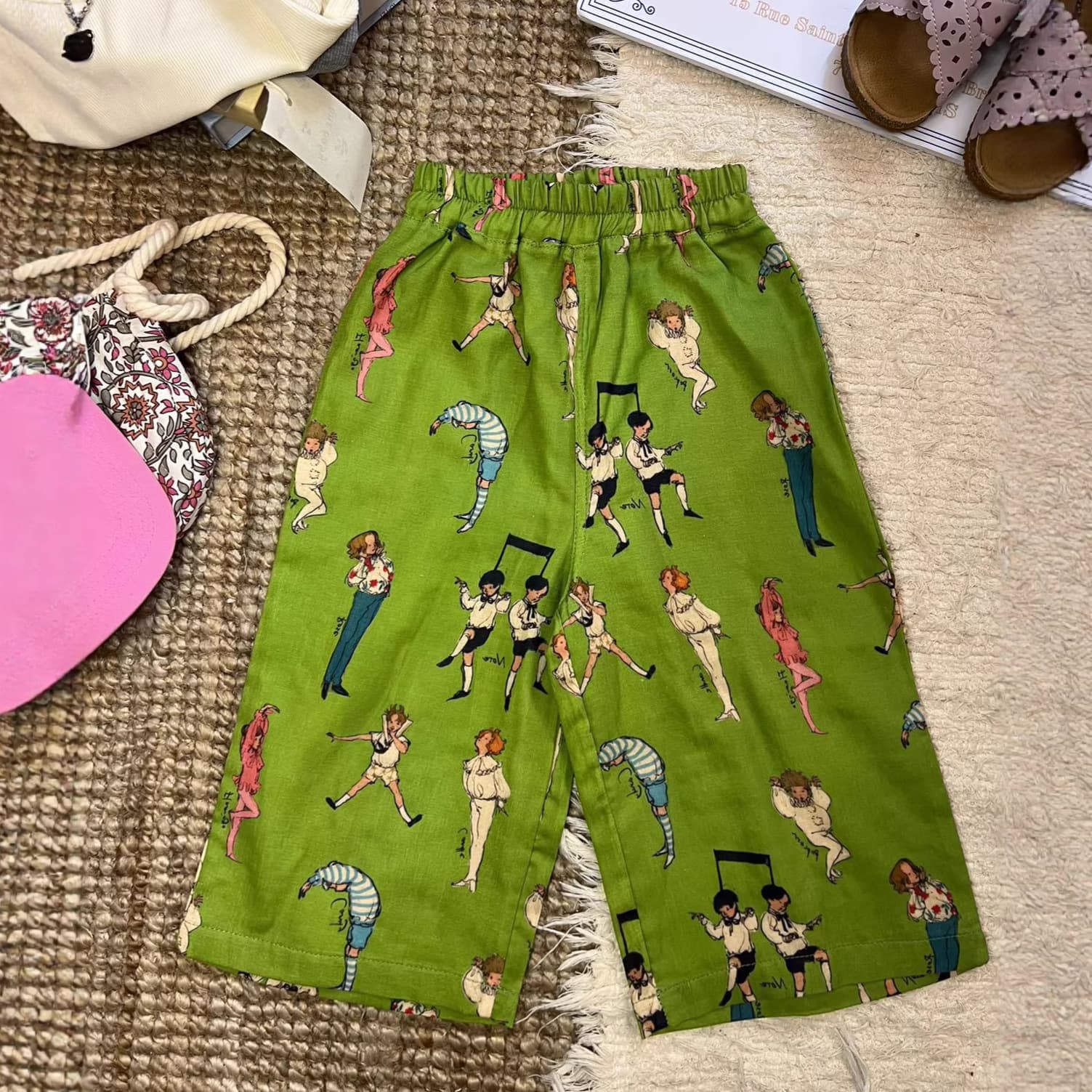 Summer Mosquito-Proof Pants for Boys and Girls, Thin Pure Cotton, Straight Wide-Leg Pants for Infants and Toddlers, Versatile Parent-Child Matching Walking Pants