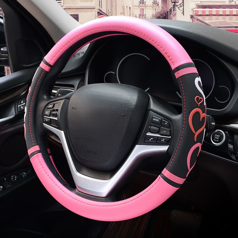 Wholesale Car Steering Wheel Cover for Amazon Cross-Border, Korean Cute Cartoon Heart Design, Universal for All Seasons