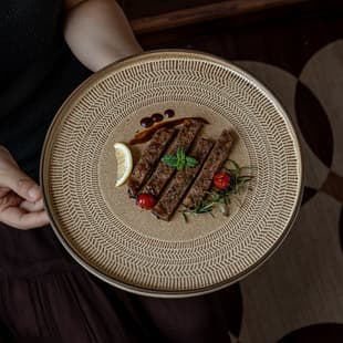 Nordic Style Plate Ceramic Steak Plate Household Western Food Plate Hotel Guesthouse Japanese Style Round Plate Platter Vegetable Plate