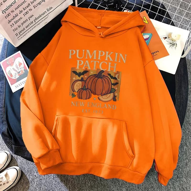 Pumpkin Patch Sweatshirt, Loose Fit, Suitable for Autumn Harvest, Plus Size, New England Pumpkin Retro Spice Aesthetic Print