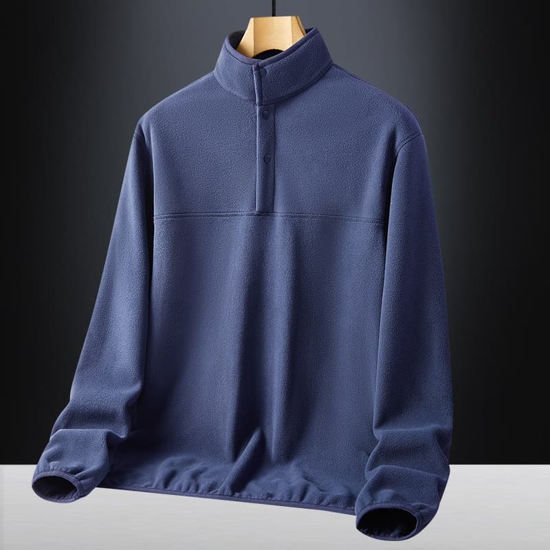Cross-border wholesale second-open polar fleece sweatshirt high collar new men's autumn and winter solid color pullover sweatshirt jacket