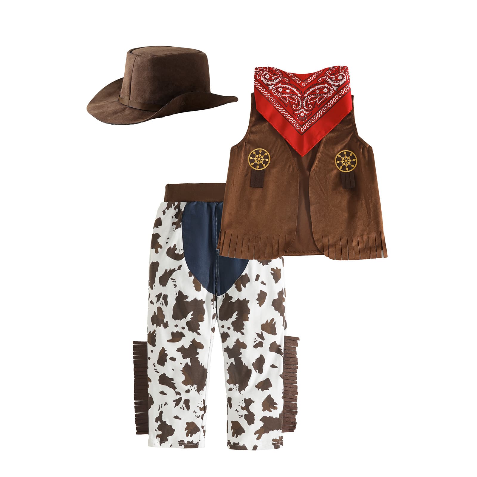 Boys' Suits, Children's Suits, Western Cowboy Costumes, Performance Costumes, Girls' Baby Suits, Hats, Vests, 4-Piece Set