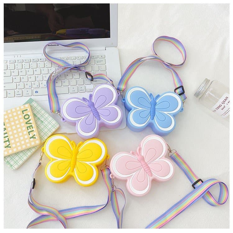 Hot-selling Butterfly Children's Crossbody Bag Student Silicone Coin Purse Cute Bee Shoulder Storage Bag Girl's Wallet