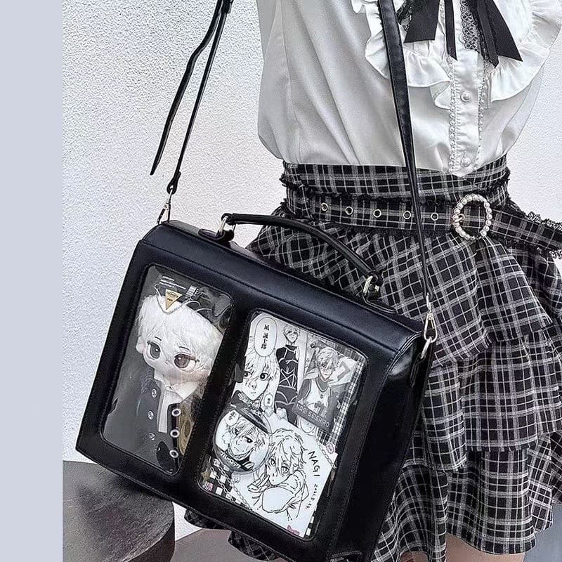 School Uniform Style Cotton Doll Bag, Pain Bag, Doll Carrier Bag, 2-in-1 Handbag, Backpack, Crossbody Bag