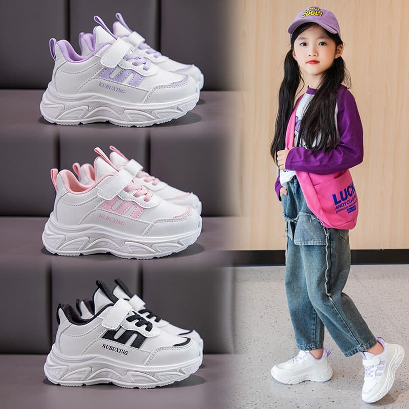 Children's Sports Shoes Leather Upper Waterproof 2026 Spring Autumn New Soft Sole Boys Casual Shoes Middle and Big Kids Girls Running Shoes