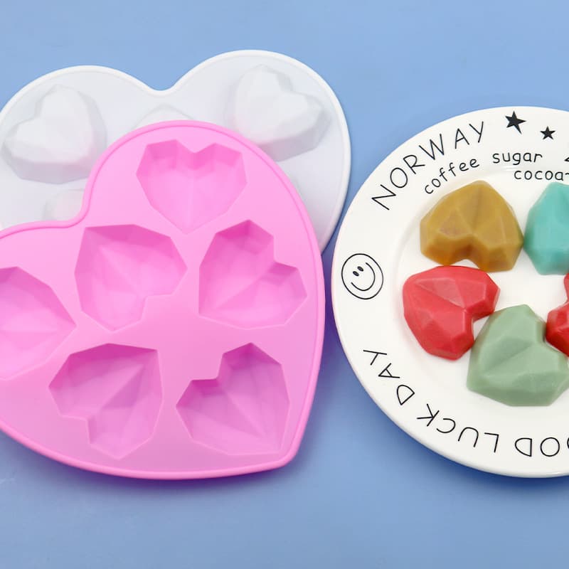 Wholesale 6-Cavity Diamond Heart DIY Rice Cake Mold DIY Soap Mold Silicone Cake Mold Chocolate