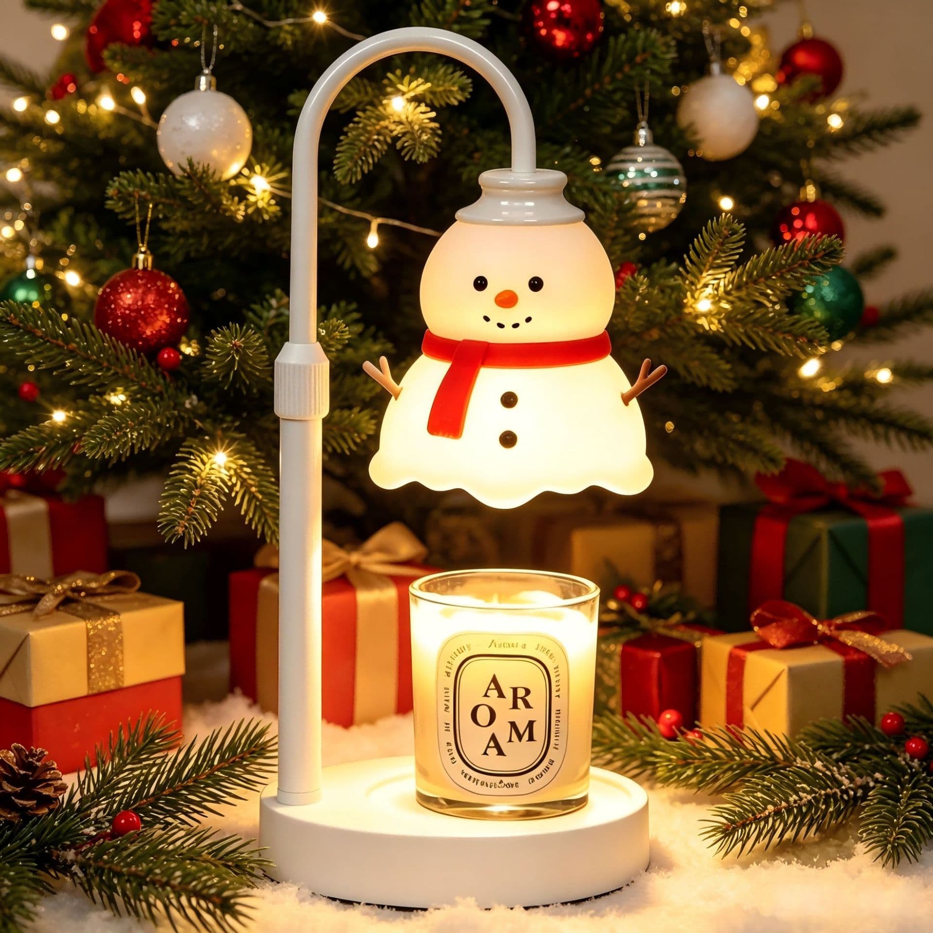 Cross-border Christmas Melted Wax Lamp Aromatherapy Lamp Snowman Home Fireless Candle Plus Heater Bedroom Melted Candle Lamp Ornament