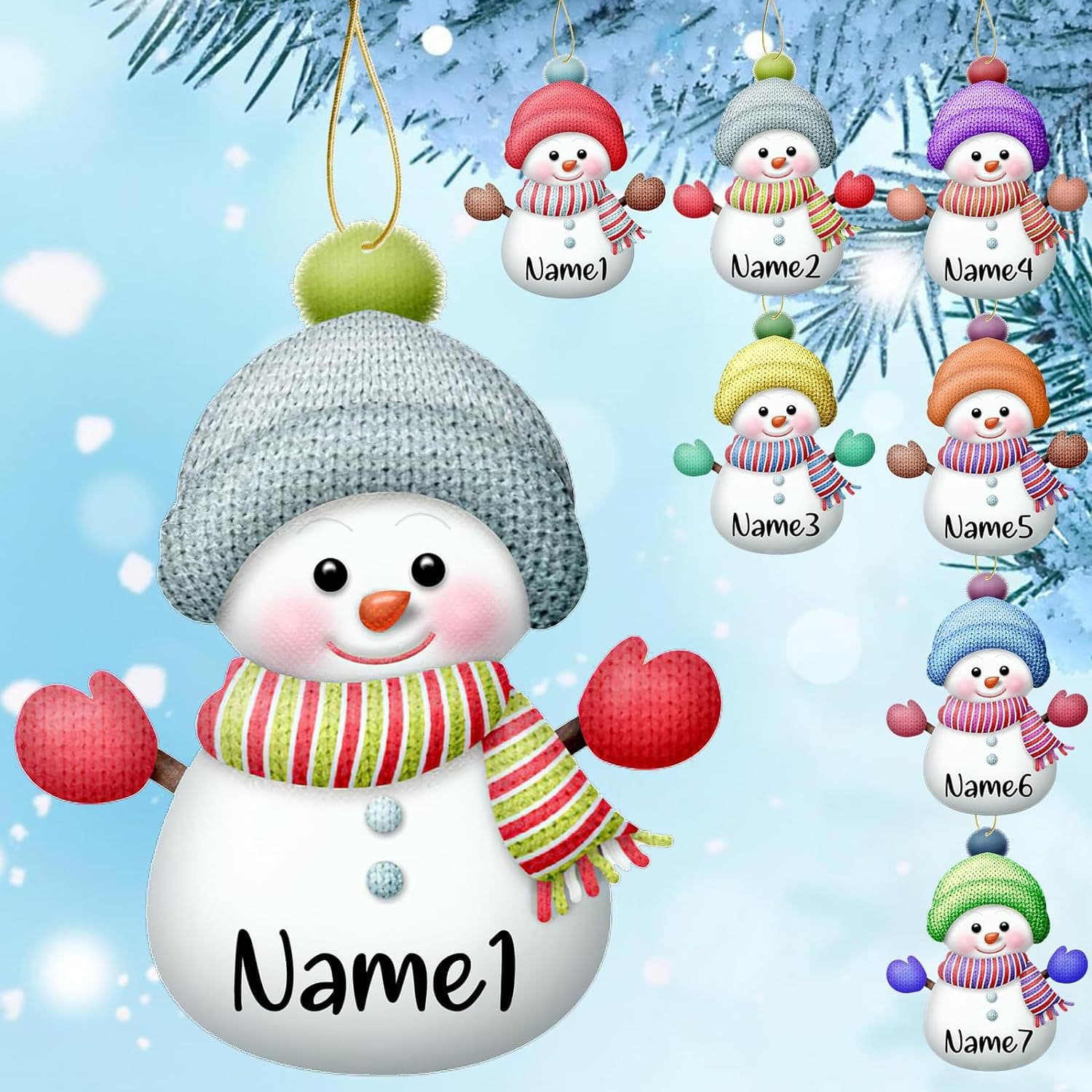 Cross-border Personalized Acrylic Snowman 2D Flat Hanging Ornament, Family Party Christmas Tree Decoration