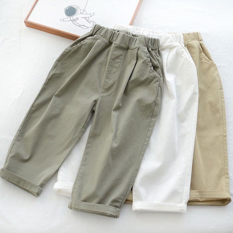 New Solid Color Cotton Anti-Mosquito Pants for Boys and Girls, Toddler and Kids Straight-Leg Breathable Casual Pants