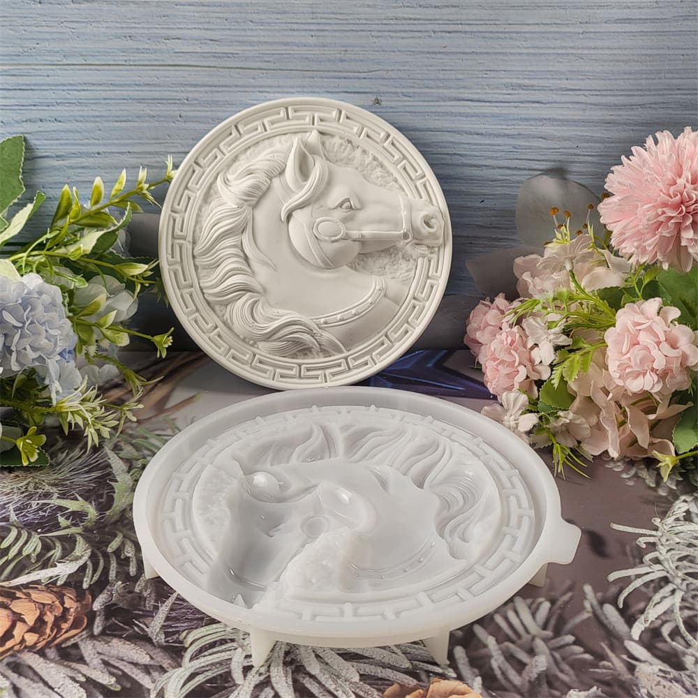 S0895 Semi-three-dimensional horse head wall hanging decorative cement plaster mold DIY silicone mold