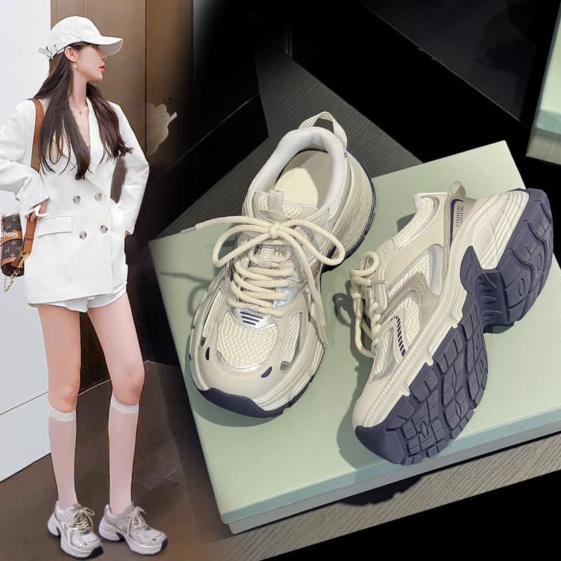 2026 Spring/Summer New Thick-Soled Versatile Dad Sneakers for Women, Fashionable Height-Increasing Breathable Mesh Sports Casual Shoes, Hot Selling Model