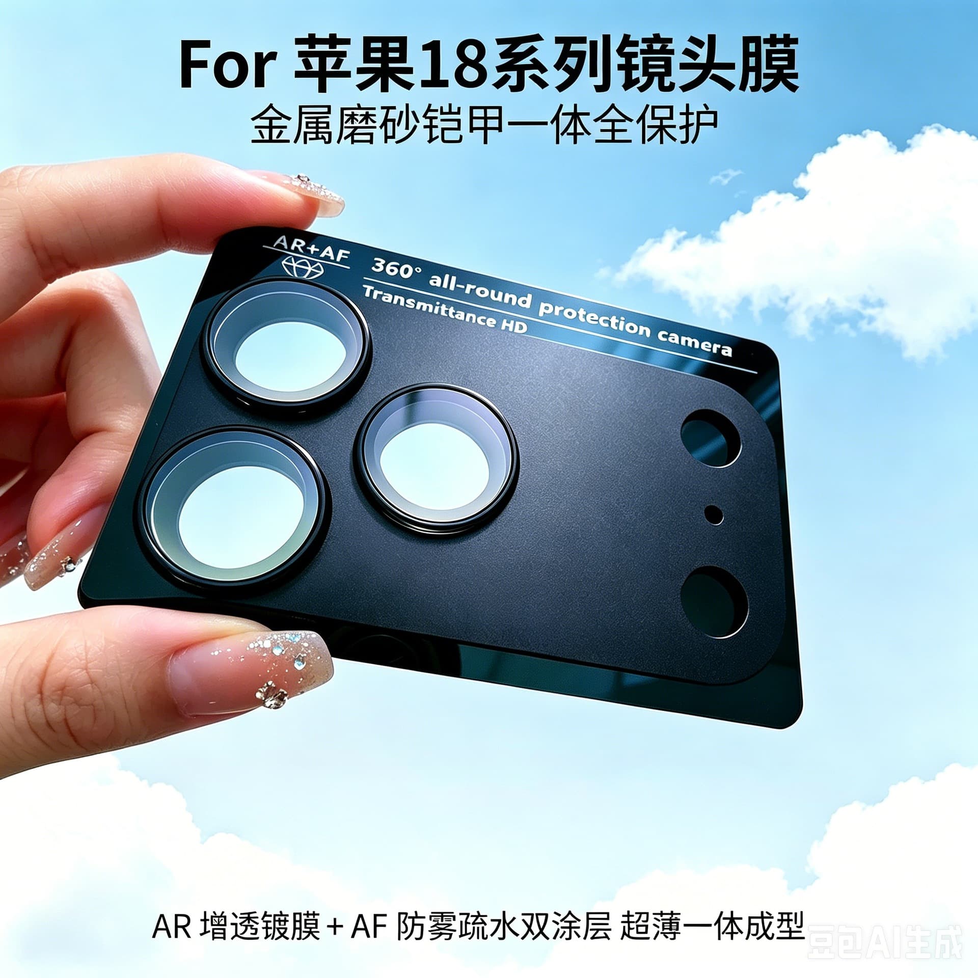 Metal armor integrated lens film suitable for Apple 18promax 18pro mobile phone camera metal film